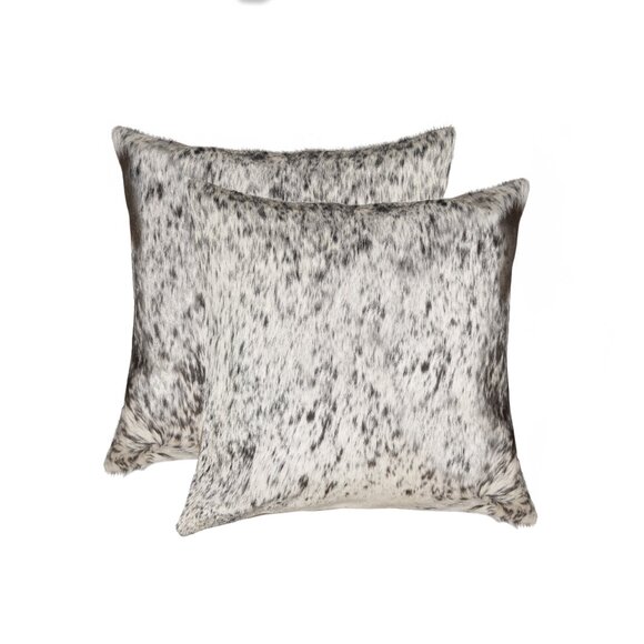 Natural Home Decor Torino Kobe Salt & Pepper Cowhide Pillow | 2-Piece | 18"x18" - Picture 1 of 1